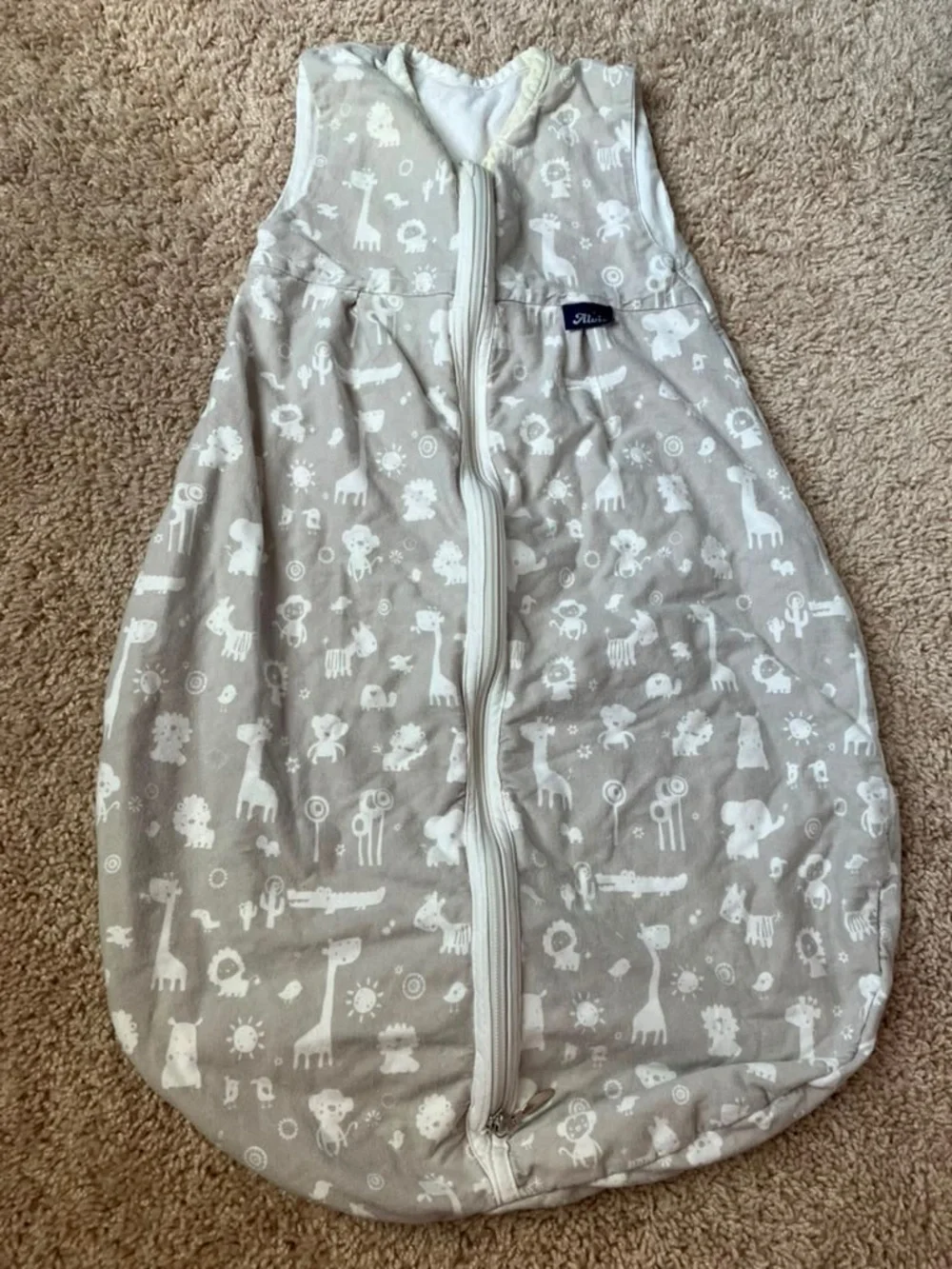 Alvi Summer Cotton Beige Animal Print Sleep Sack - Neutral Safari Design